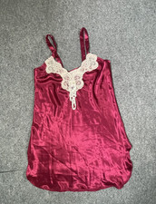 VTG Satin Lace Chemise Nightie Sz Small Burgundy California Dynasty Nightgown