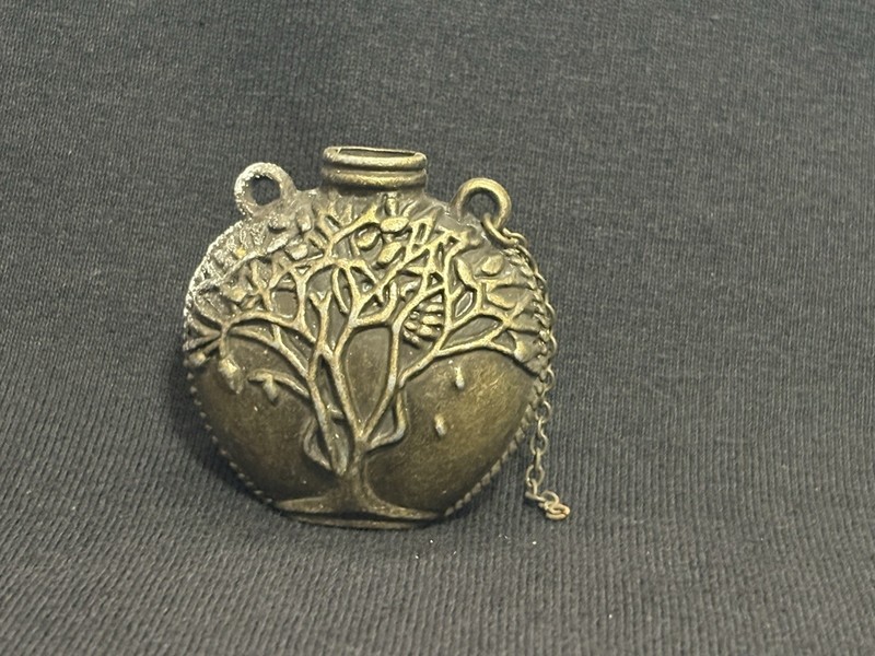 Vintage Tree of Life Perfume Pendant Necklace Bottle Vial Locket Brass Tone