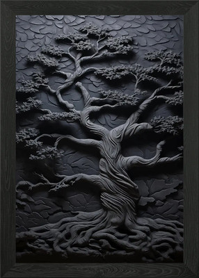 Schwarzer Baum Wandskulptur gerahmt Wandbild Poster Leinwanddruck Bild