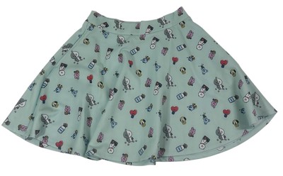 BT21 BTS  Skirt Women s Jrs Size Small Blue Skater AOP K Pop Mini Flare Pull On