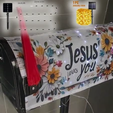 Magnetic Mailbox Cover Wrap with Solar Light Mailbox Protector Decorative