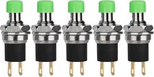 5Pcs Self Locking SPST Latching Type Dash ON/Off Green Push Button Switch 250V