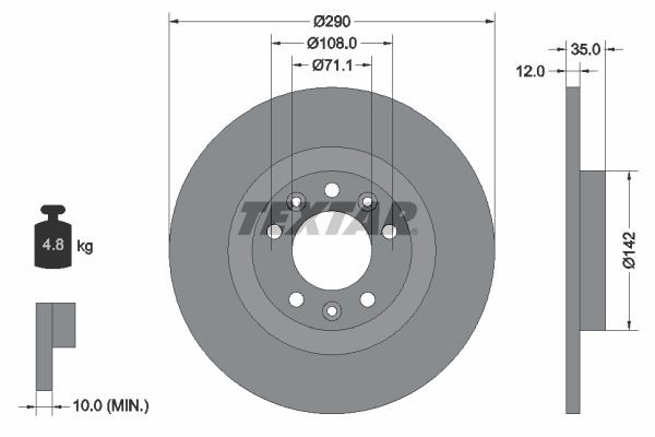 2X Bremsscheibe Hinten Textar 92267303 FüR Opel Peugeot Toyota Vauxhall-image