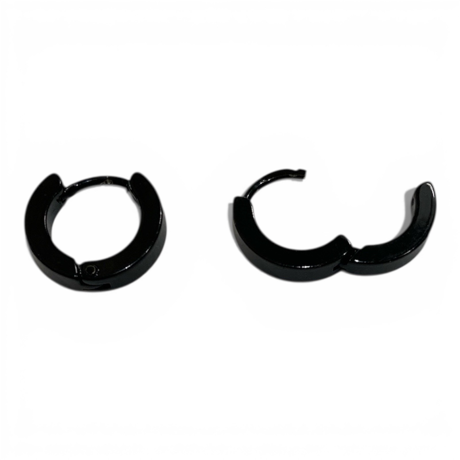Pendientes De Aro Hombre Mujer En Acero Negro - 14 Mm