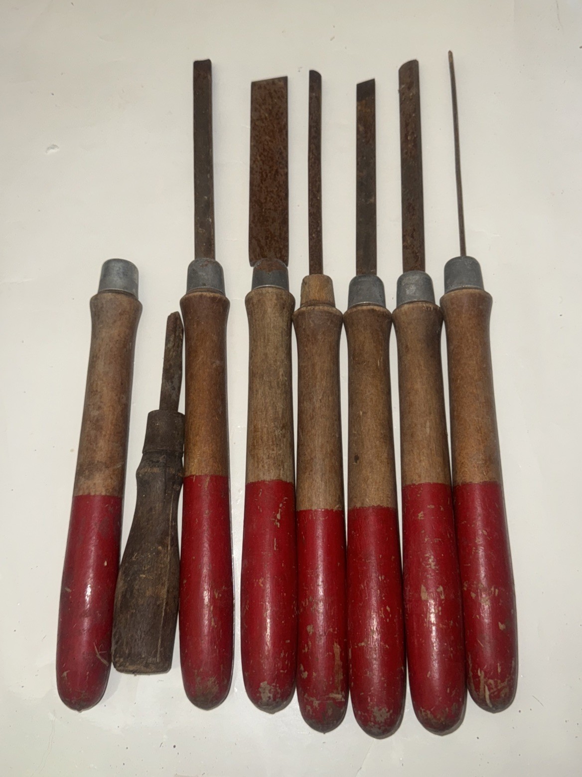 LOT OF 7 Vintage Lathe Wood Turning Chisels Gouges With 10” Handles +1 ...
