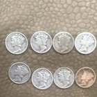 Lot#15 of 8 90% Silver Mercury Dimes 10C (1916-1945) Circulated