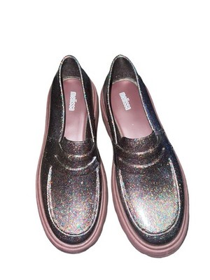 Melissa  Royal Platform Lug Sole Loafers Glitter Multicolor Sz 8