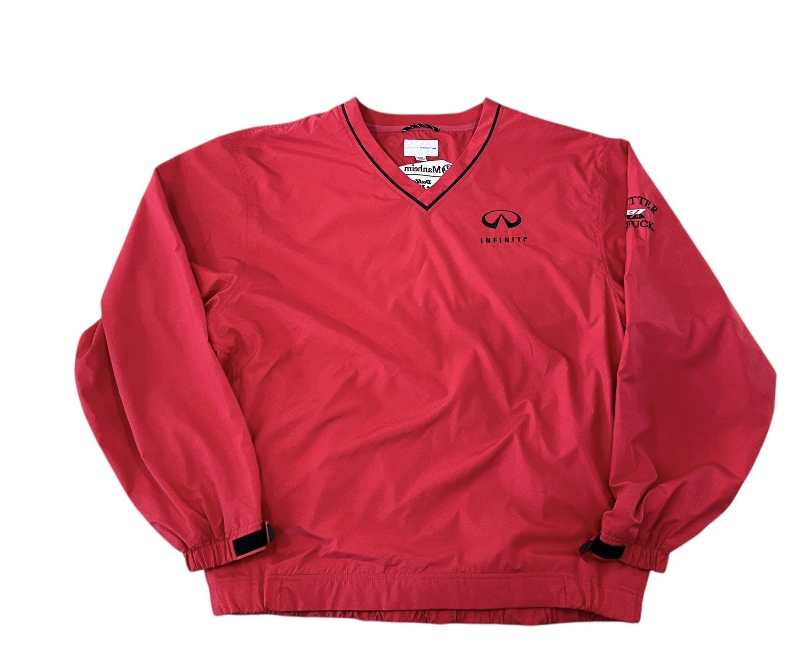 Cutter Buck Windbreaker Jacket Mens XL Red Infiniti Logo Golf Pullover V Neck