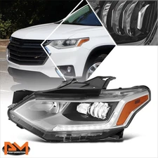 For 18-21 Chevrolet Equinox Driver Left Side Chrome Amber Headlight Headlamp
