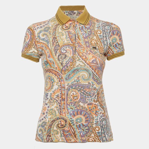 Etro Multicolor Paisleyprint Cotton Polo TShirt S