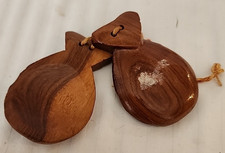 Carved Wooden Set Of Castanets Wood Clappers Noisemakers Percussion