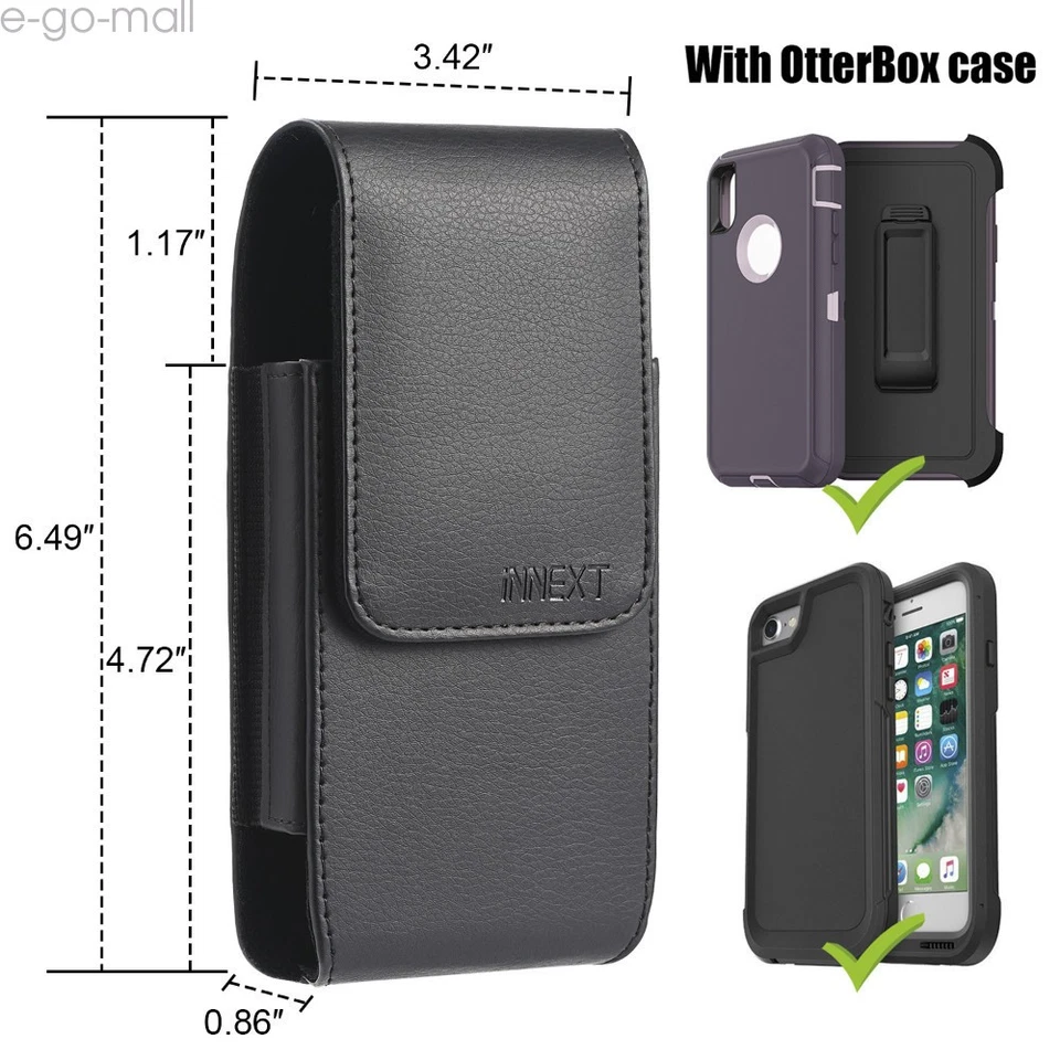 Funda de cuero vertical con clip para cinturón de 7 pulgadas para teléfono XL con otra caja Foto 3 de 4