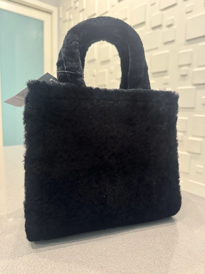 $399 NEW Kate Spade Ellie Faux Fur Small Tote Crossbody Bag Black - Image 3 of 4