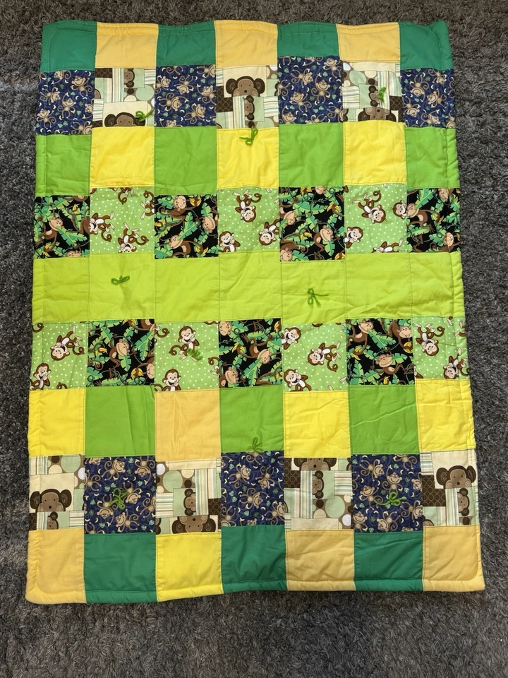 Handmade Patchwork Baby Quilt Cotton Batting Unisex Baby Shower Gift 35”X47” - Image 4 of 4