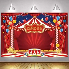 Circus Backdrop Carnival Curtain Birthday Party Photo Background Banner Decor