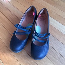 Camper Peu Nara Black Leather Heels Size EU 38 Lace Up Court Shoes