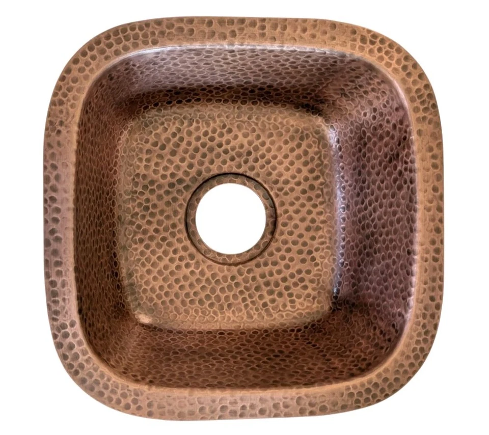 Monarch Abode 12 pulgadas martillado a mano cobre puro Atlas doble montaje fregadero Foto 4 de 4