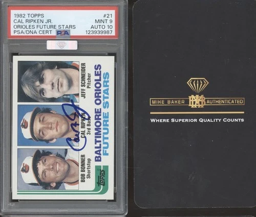 1982 Topps #21 Cal Ripken Jr Top 15% MBA Silver RC Rookie Mint PSA DNA 9 10 Auto