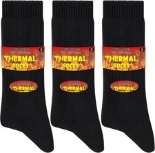 Warm Thermal Socks for Men Women, Full Cushion Winter Socks, Crew Length Black