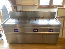 Kiremko Allegro Fish & Chip Frying Range 3-pan high efficiency gas UNDER CANOPY