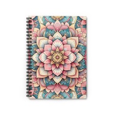 Spiral Notebook Student Journal Sacred Mandala Symmetry - Pastel Hues