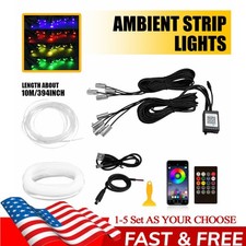 Car Interior 8-in-1 10m Rgb Ambient Light Strip Set Decor Lamp App Rf Remote 1-5 Car Interior 8-in-1 10m Rgb Ambient Light Strip Set Decor Lamp App Rf Remote 1-5