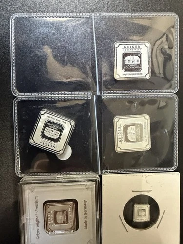 New ListingGeiger Edelmetalle Silver Bar Lot (36g Total) – 3x10g, 5g & 1g .999 Fine Silver