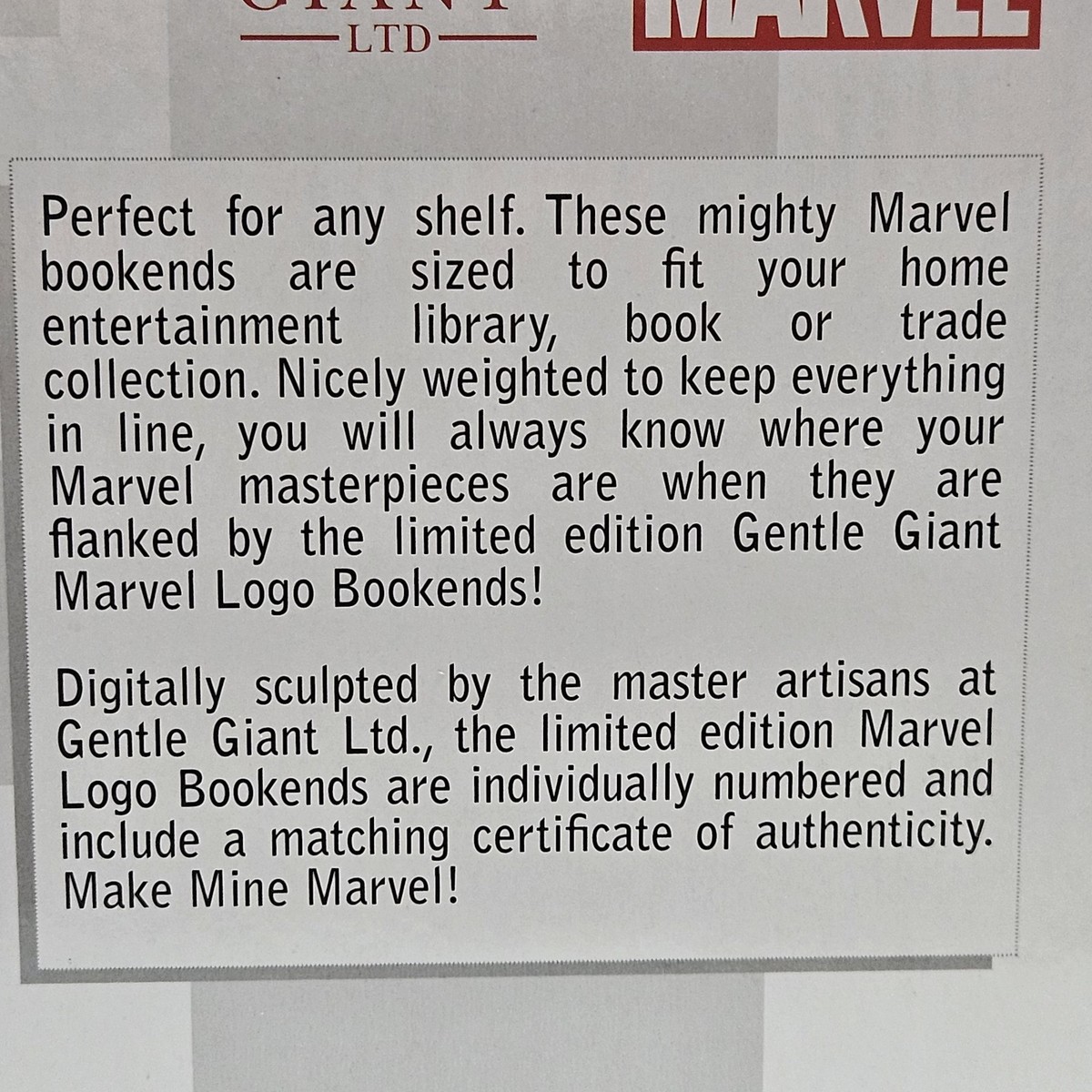NEW Gentle Giant Marvel Comics Logo Sculpted Bookends Limited