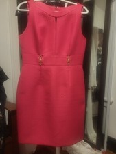 Tahari Arthur S Levine Vivid Pink - Textured & Straight Cut Dress 10