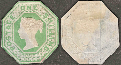 GB QV 1847-54 - 1s Green Embossed SG 055 - MNG