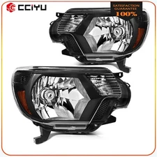 For 2012-2015 Toyota Tacoma Headlights Black Corner Lamps Pair Replacement Light
