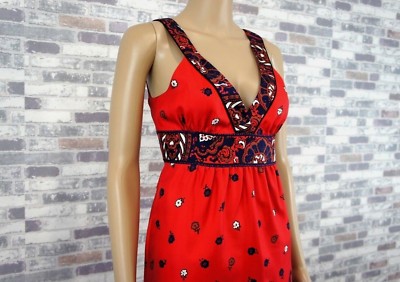 TIBI NY DAMEN REINE SEIDE FEST PARTY KLEID ROT MULTICOLOR  34 