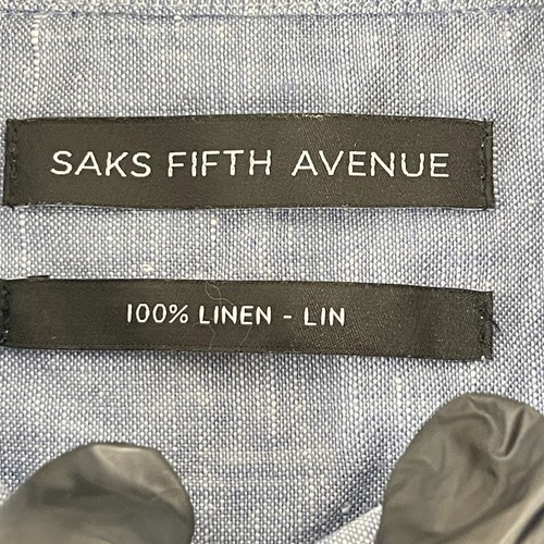 Saks Fifth Avenue blau geknöpftes Leinenhemd Herren Kurzarm Freizeit Größe Small - Bild 7 von 12