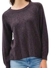 Charcoal Raglan Sweater with Ribbed Neckline 3/4 Sleeve-224MS
