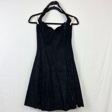 80s Steppin Out Crushed Velvet Halter Dress Womens S Tulle Tutu Punk Goth Prom