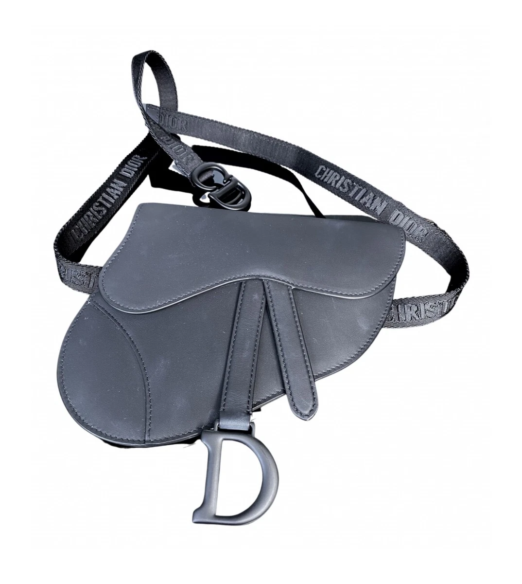 Saddle Bag with Strap Black Ultramatte Calfskin