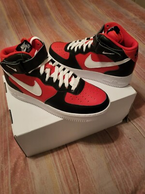 Size Nike Air Force Mid '07 Red Black White 883418228392|