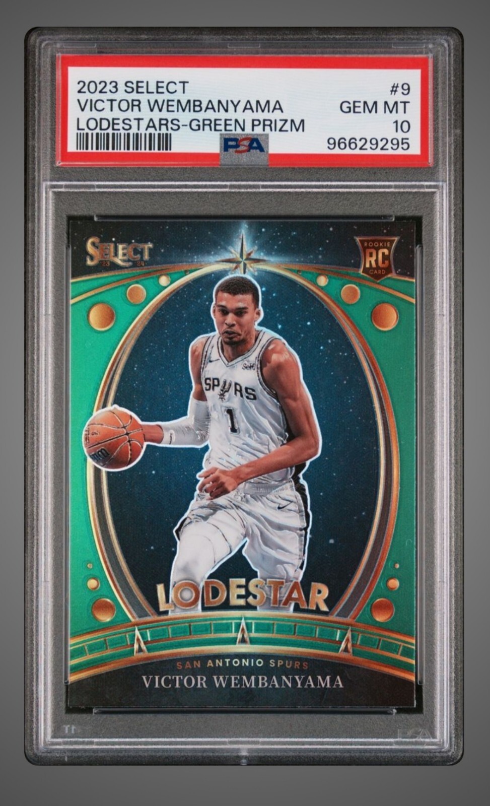 2023-24 Panini Select Victor Wembanyama Lodestar Green Rookie #9 PSA 10 Gem Mint