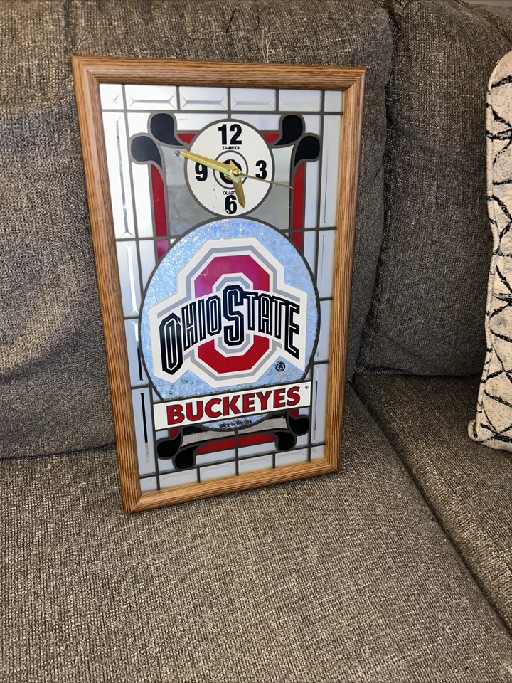 Ohio State Buckeyes Quartz Wall Clock / Mirror, Made In USA, 10” X 17” - Image 2 of 4