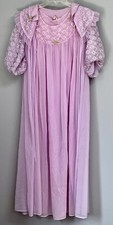 Vintage Full Sweep Silky Peignoir Set Puffy Sleeve Lace Lavender S Glamour L 50  