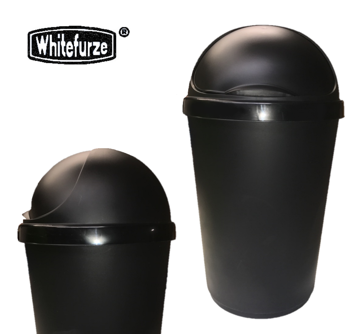 50L WHITEFURZE BLACK BULLET KITCHEN WASTE TRASH RUBBISH BIN LIFT LID
