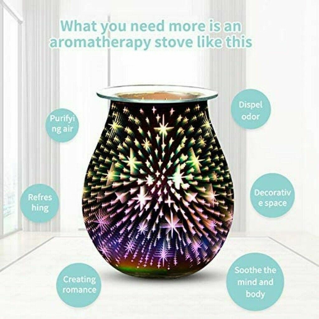 3D Aroma Electric Wax Melt Burner Firework Glass Lamp LED Light Warmer eBay