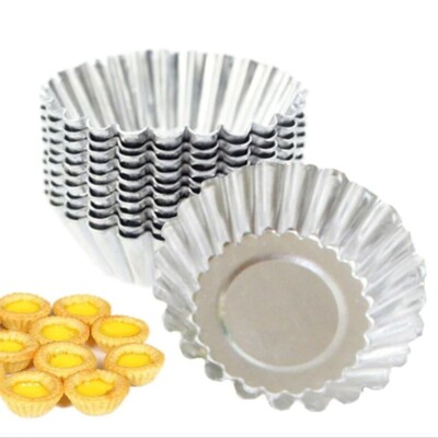 Silver Stainless Steel Baking Cupcake Egg Tart Moulds Cookie Pudding Moulds 10PC