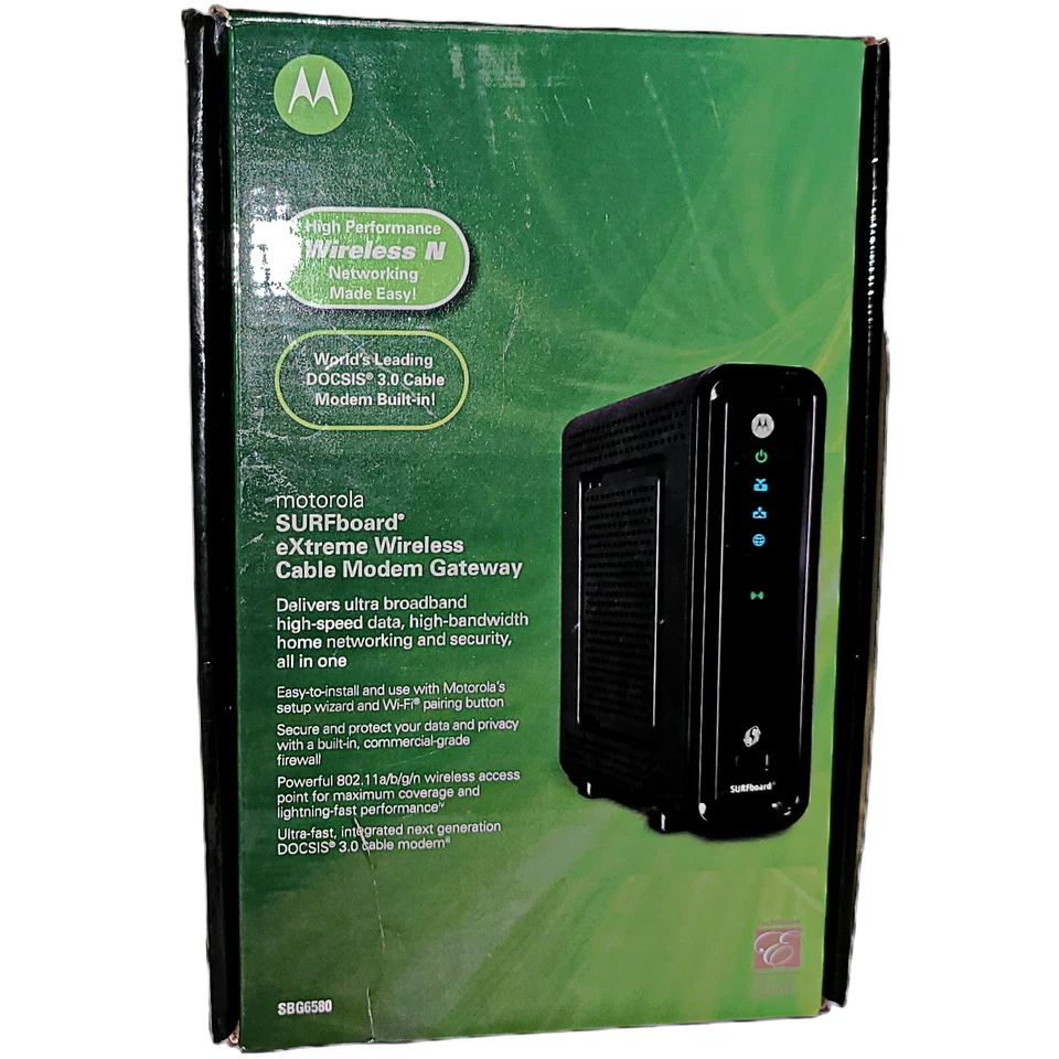 Motorola SURFboard SBG6580 Docsis 3.0 Wi-Fi Cavo Modem Gateway Non Usato Aperto - Immagine 2 di 4