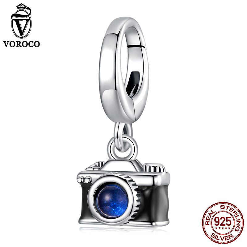 Voroco Real 925 Sterling Silver Camera Pendant Charm Fit Bracelet