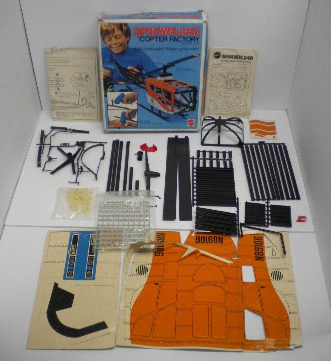 Vintage 1974 Mattel Spin Welder Copter Factory Helicopter w/ Box