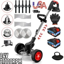 Grass String Trimmer Weed Eater Lawn Edger Weed Wacker Field Mower w/2 Battery