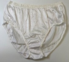 Silky WHITE NYLON PANTIES Plus Size 10 XL Lace Waist SHEER BRIEFS Granny Sissy