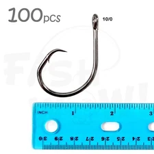 Fish WOW!® 100pcs Size 10/0 Fishing 4x strong Offset circle hook Short Shank NEW