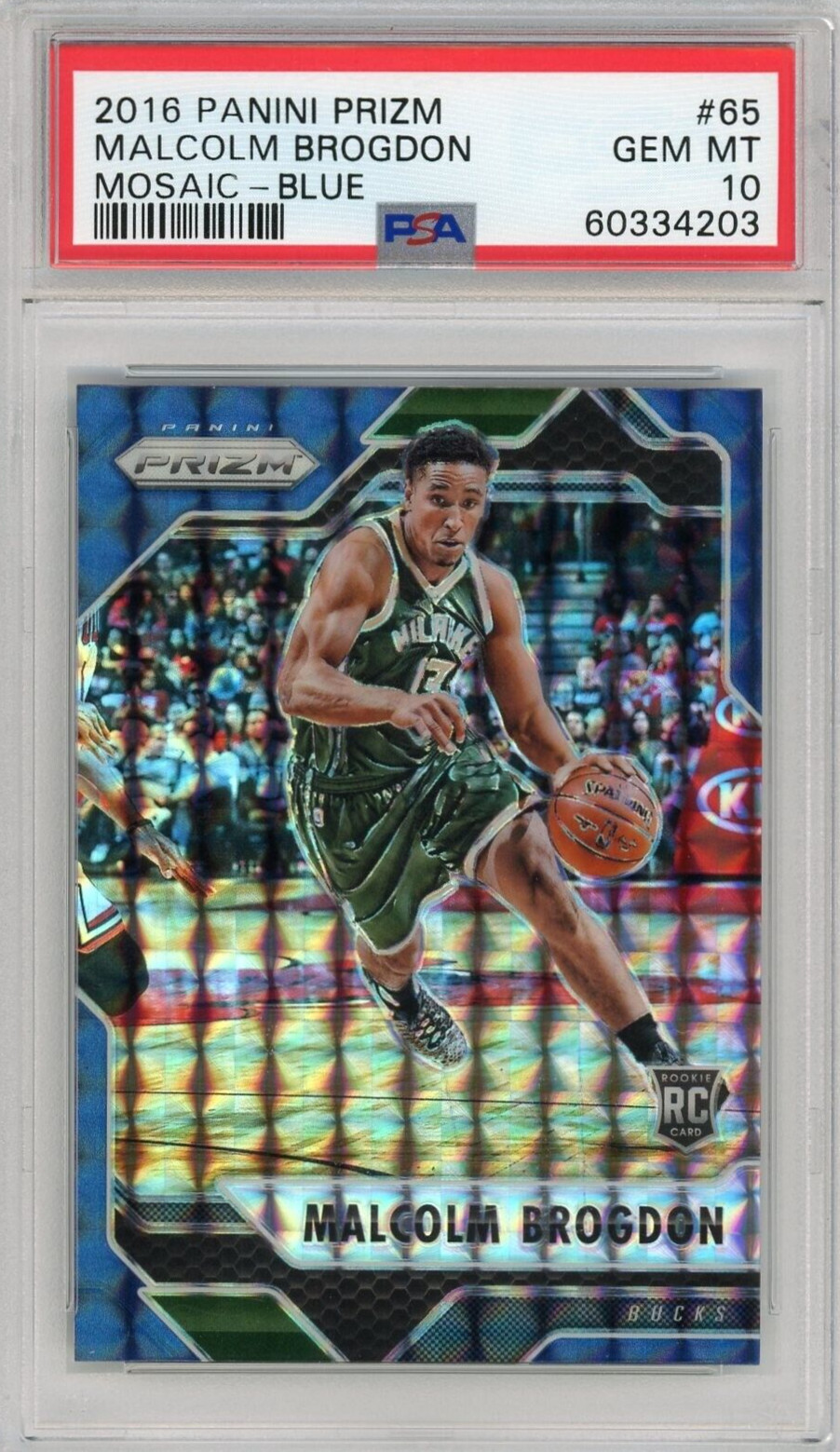 { Pop 12 } 2016 Panini Prizm - Malcolm Brogdon - Mosaic Blue RC #65 PSA 10